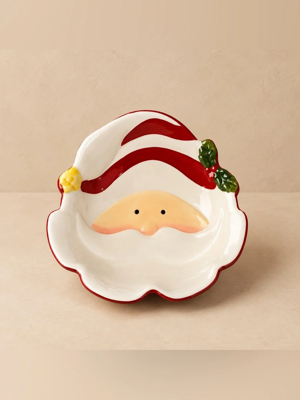Santa Face Earthenware Christmas Candy Dish Bowl Nuts Snacks Holiday